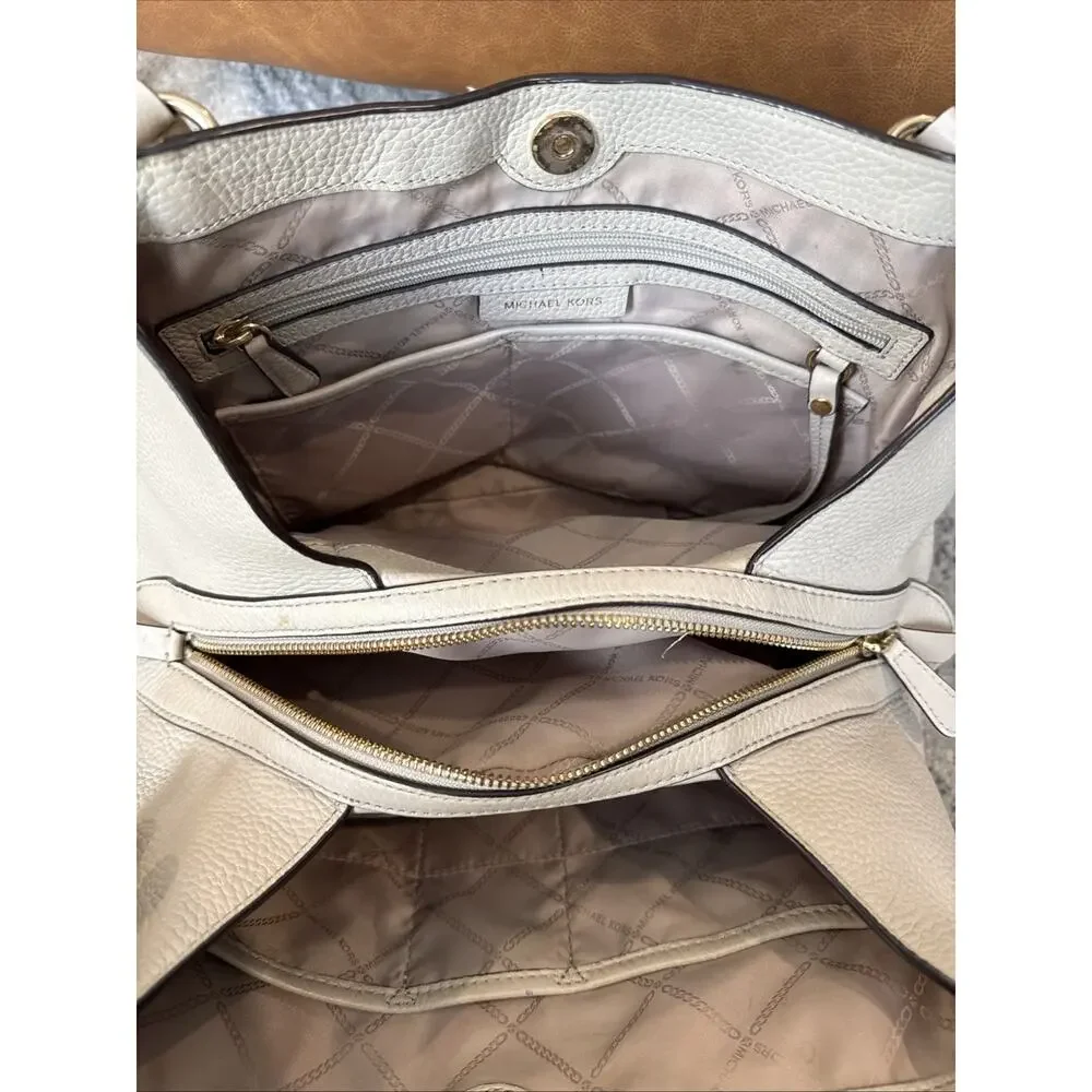 MICHAEL Michael Kors Carrie Large Pebbled Leather Shoulder Bag, Light Sand